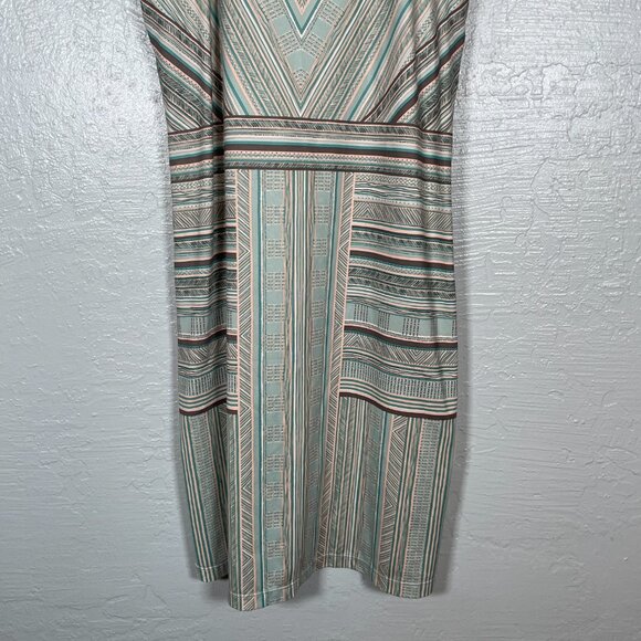 PrAna Women XS Green Tan Stripe Ardor Dress Racer Back Bra Shelf Athleisure - Picture 2 of 7